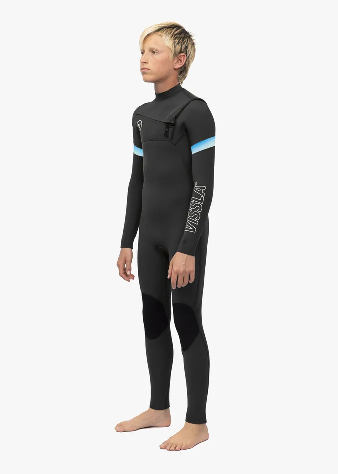 7 Seas Boys Raditude 32 Full Chest Zip Wetsuit Black 2 Wetsuits Vissla Youth