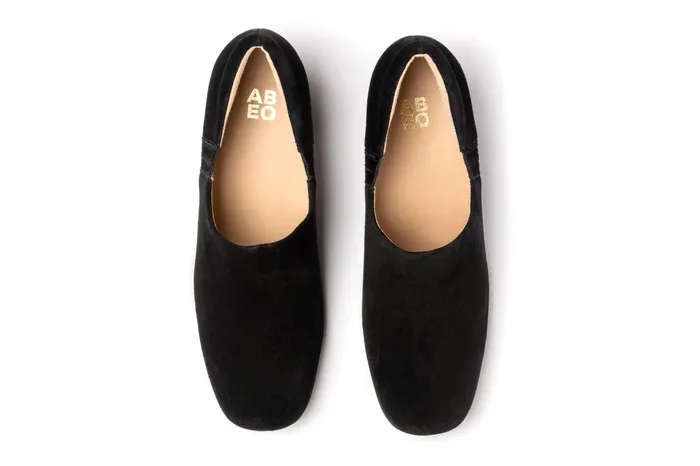 ABEO Footwear Avenue Slip On Black Suede Women Dress ABEO Footwear Avenue Slip On Black Suede Women Dress