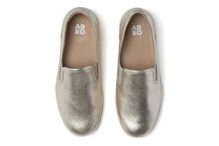 ABEO Footwear Encore Slip On Gold Leather Women Sneakers