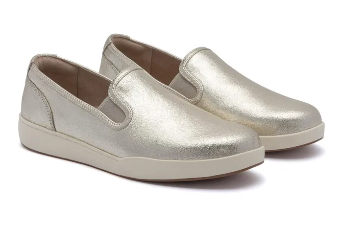 ABEO Footwear Encore Slip On Gold Leather Women Sneakers