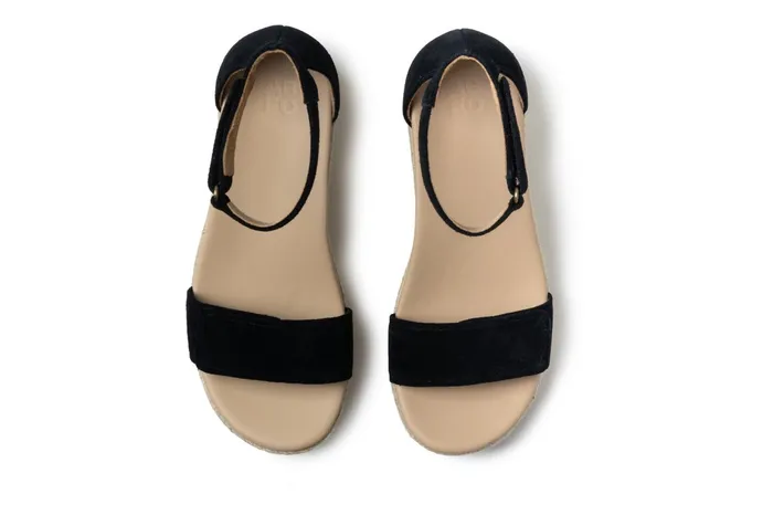 ABEO Footwear Riviera Ankle Sandal Black Suede Women Sandals