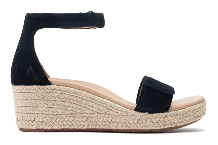 ABEO Footwear Riviera Ankle Sandal Black Suede Women Sandals
