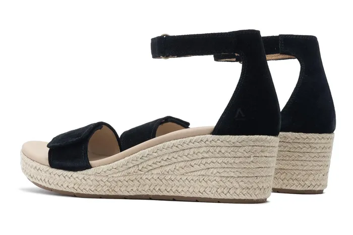 ABEO Footwear Riviera Ankle Sandal Black Suede Women Sandals
