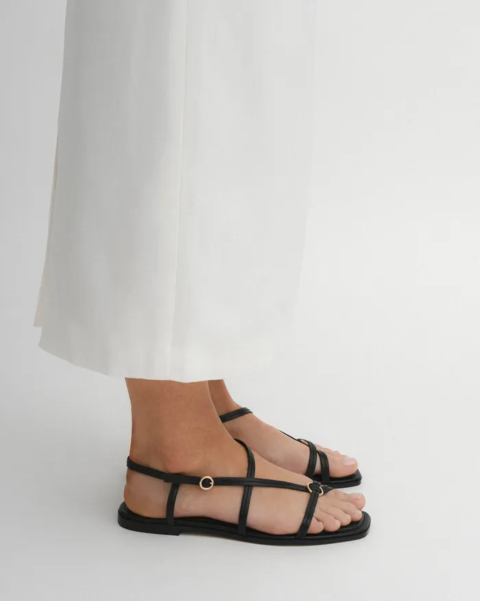 Addi flat sandals black leather Women FLAT SANDALS jomercer Addi flat sandals black leather Women FLAT SANDALS jomercer