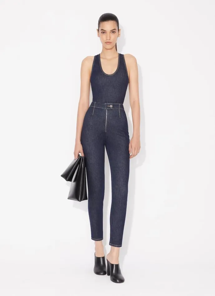 Alaa Bodysuits and Leggings DENIM CROSSBACK BODY Blue 8211 Women