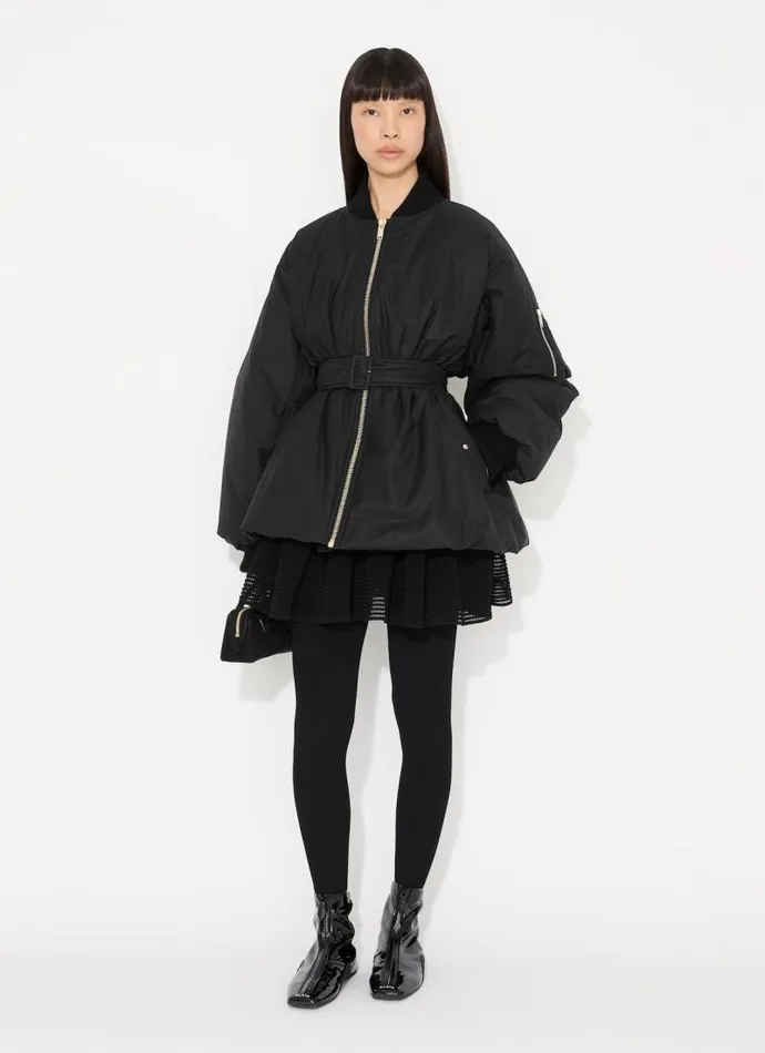 Alaa Coats and Jackets COTTON BELTED BOMBER JACKET Black 8211 Women Alaa Coats and Jackets COTTON BELTED BOMBER JACKET Black 8211 Women
