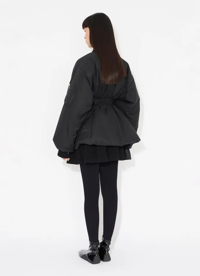 Alaa Coats and Jackets COTTON BELTED BOMBER JACKET Black 8211 Women Alaa Coats and Jackets COTTON BELTED BOMBER JACKET Black 8211 Women