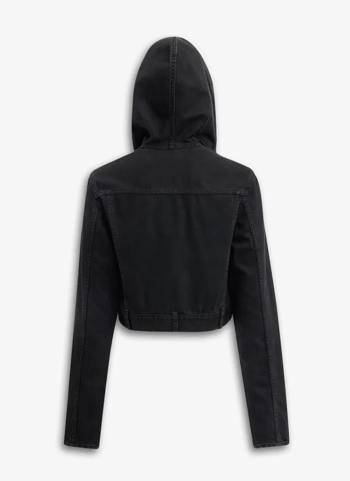 Alaa Coats and Jackets CROPPED HOODED DENIM JACKET Black 8211 Women