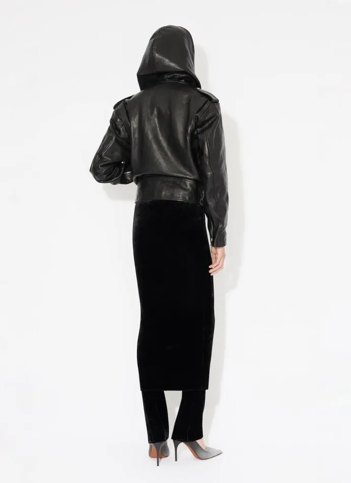 Alaa Coats and Jackets LEATHER HOODED BIKER JACKET Black 8211 Women