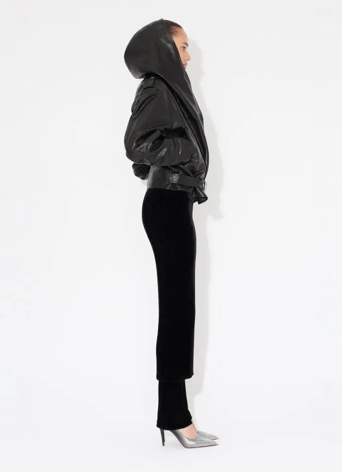 Alaa Coats and Jackets LEATHER HOODED BIKER JACKET Black 8211 Women