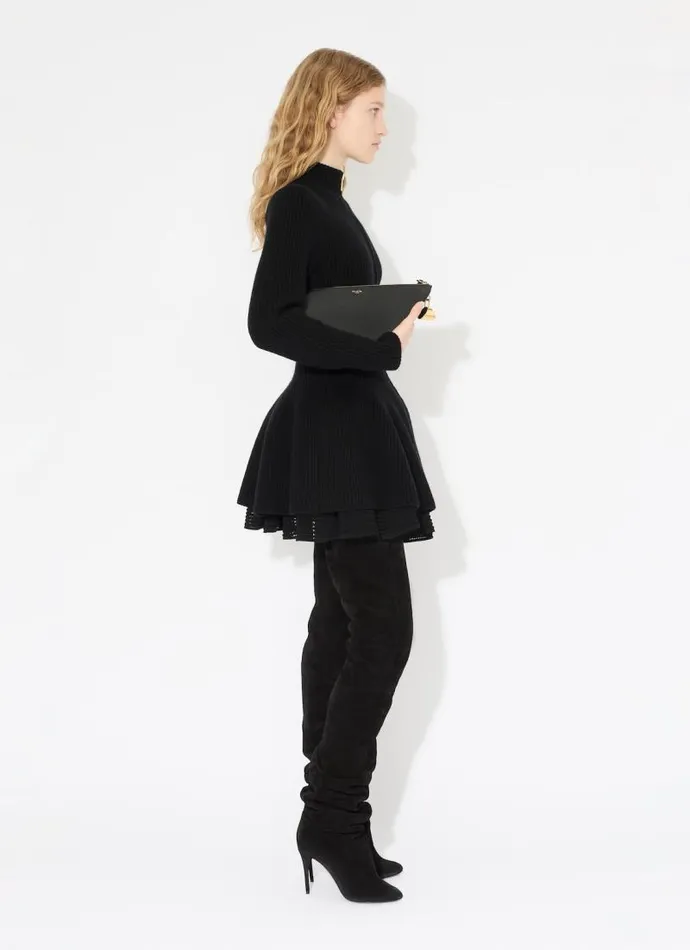Alaa Jumpers and Cardigans FLARED RIBBED KNIT CARDIGAN Black 8211 Women Alaa Jumpers and Cardigans FLARED RIBBED KNIT CARDIGAN Black 8211 Women