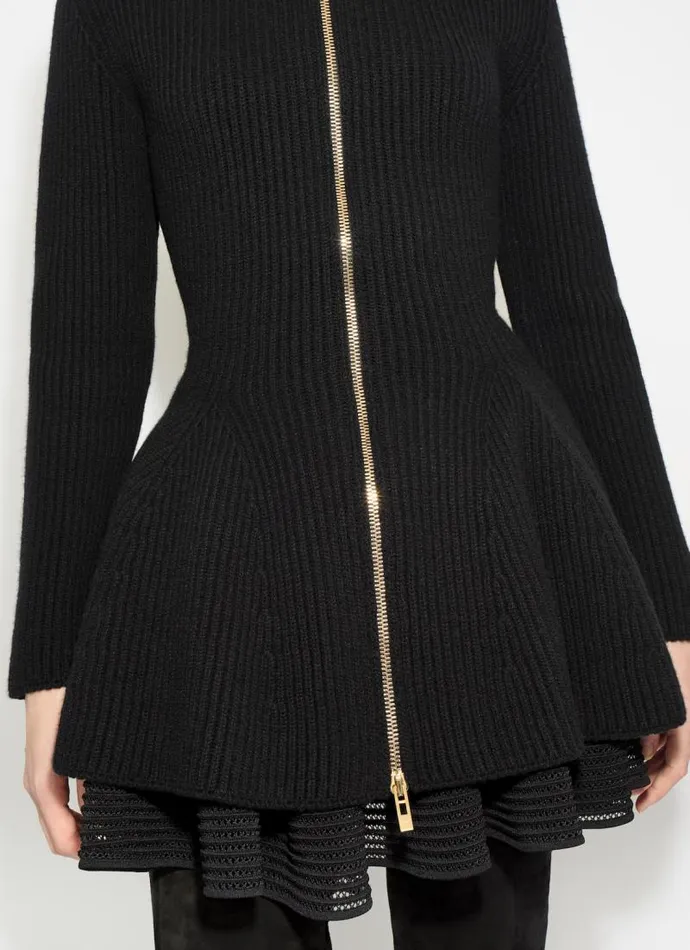 Alaa Jumpers and Cardigans FLARED RIBBED KNIT CARDIGAN Black 8211 Women Alaa Jumpers and Cardigans FLARED RIBBED KNIT CARDIGAN Black 8211 Women