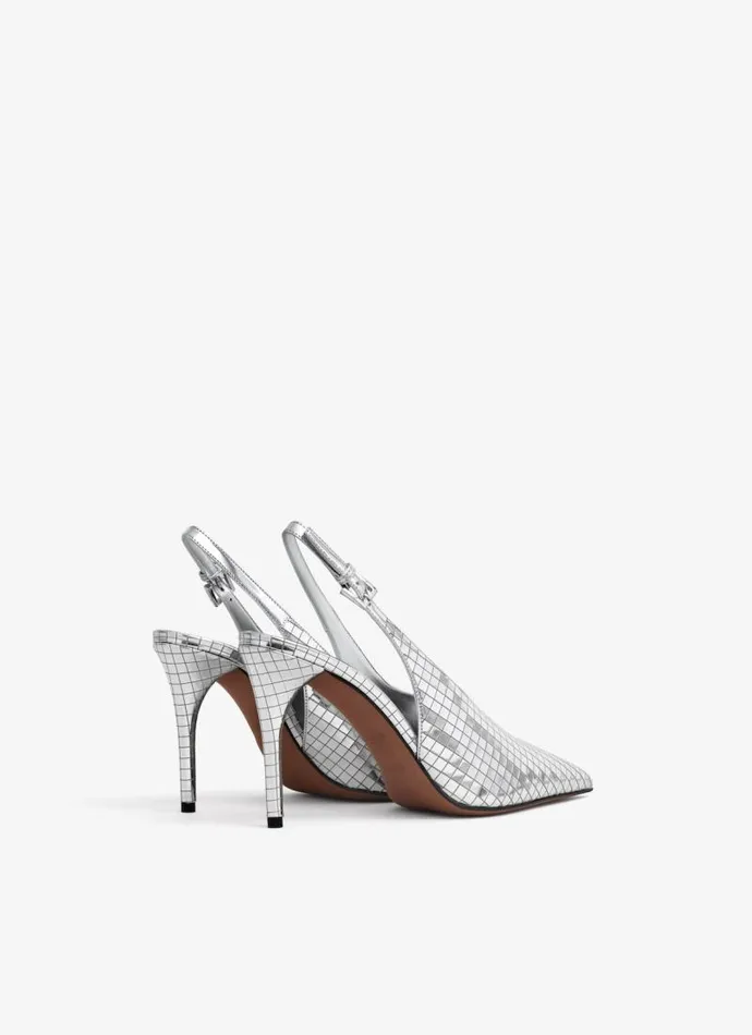 Alaa Sandals ART DECO SLINGBACKS IN MIRROR CALFSKIN Silver 8211 Women Alaa Sandals ART DECO SLINGBACKS IN MIRROR CALFSKIN Silver 8211 Women