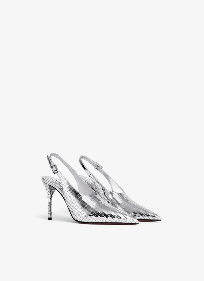 Alaa Sandals ART DECO SLINGBACKS IN MIRROR CALFSKIN Silver 8211 Women Alaa Sandals ART DECO SLINGBACKS IN MIRROR CALFSKIN Silver 8211 Women