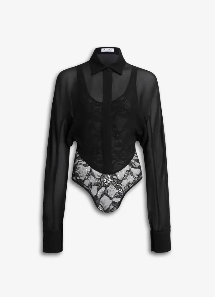 Alaa Tops and Shirts GEORGETTE SHIRT BODYSUIT Black 8211 Women