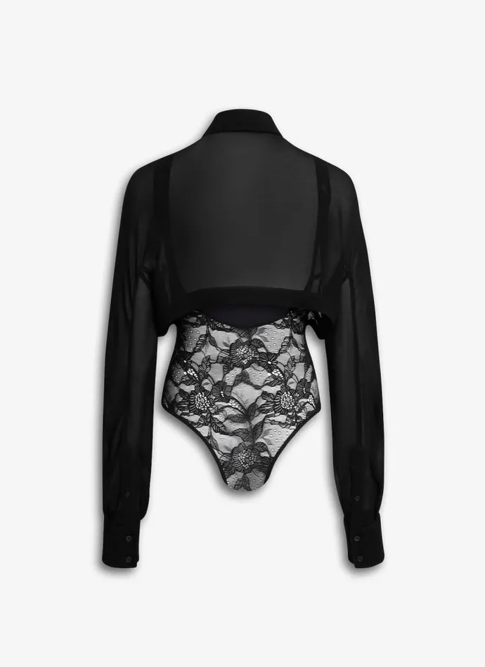 Alaa Tops and Shirts GEORGETTE SHIRT BODYSUIT Black 8211 Women