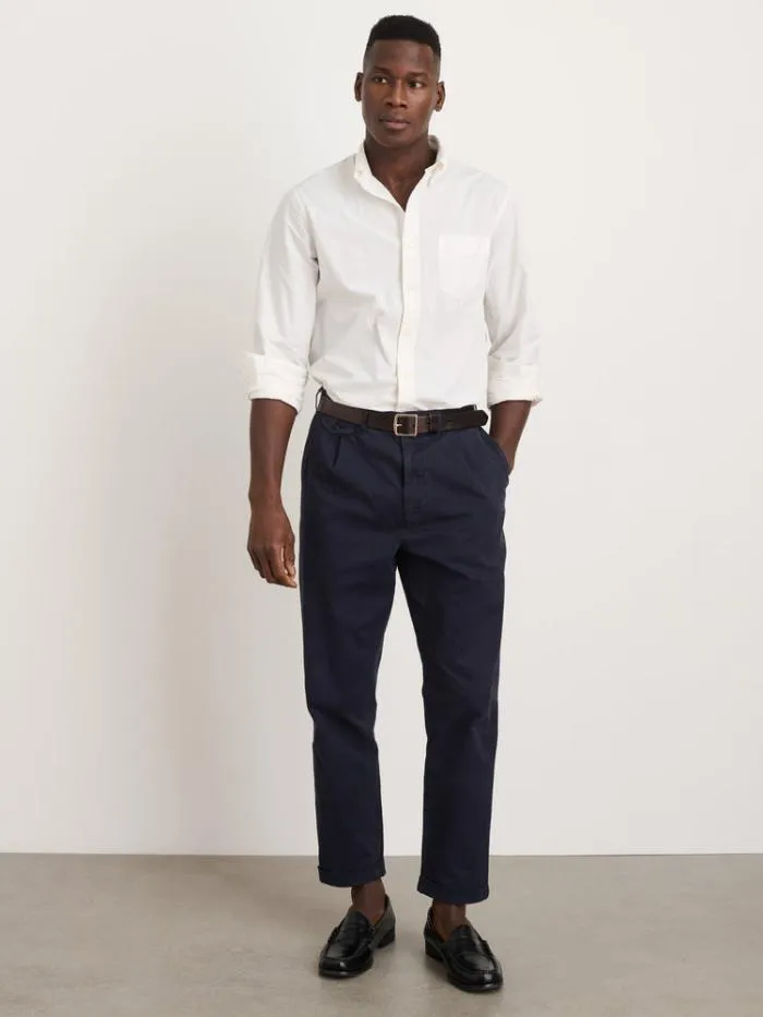 Alex Mill Pants Standard Pleated Pant In Chino Long Inseam Dark Navy 8211 Men