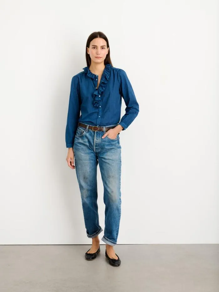 Alex Mill Shirts Tops Indigo Dyed Lille Shirt In Medium Stripe 8211 Women