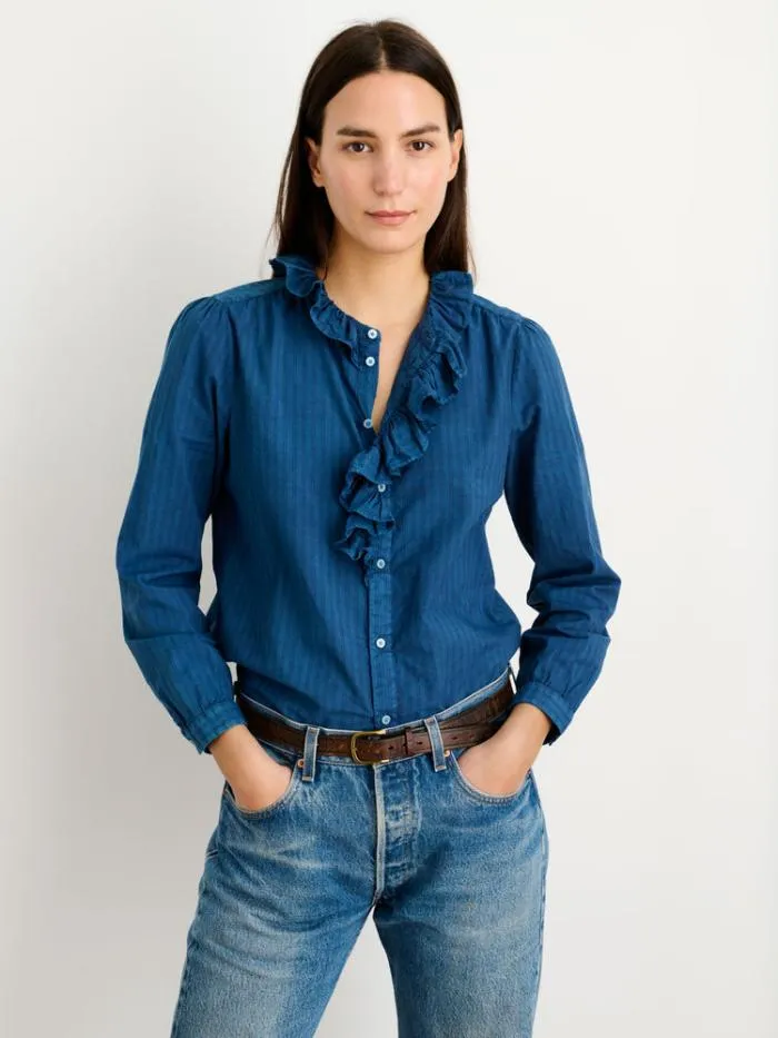 Alex Mill Shirts Tops Indigo Dyed Lille Shirt In Medium Stripe 8211 Women