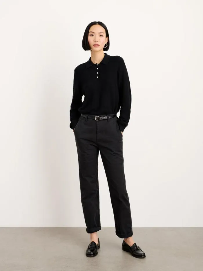 Alex Mill Sweaters Alice Polo Sweater In Cotton Black 8211 Women