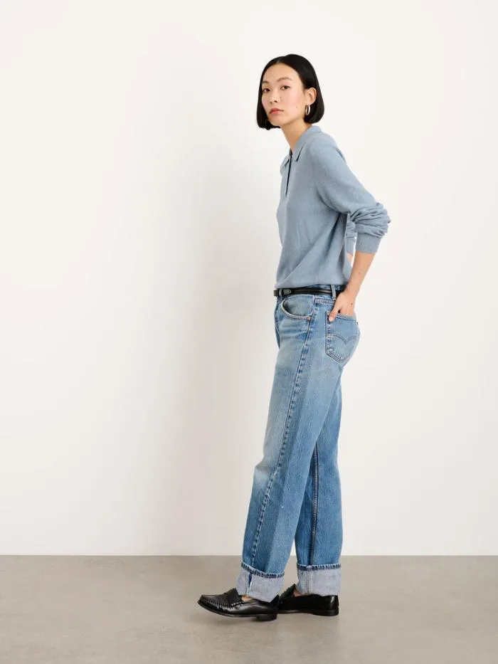 Alex Mill Sweaters Alice Polo Sweater In Cotton Stone Blue 8211 Women