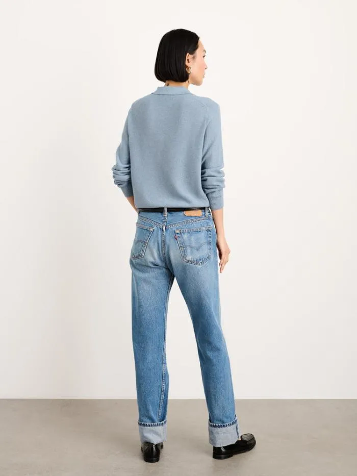 Alex Mill Sweaters Alice Polo Sweater In Cotton Stone Blue 8211 Women