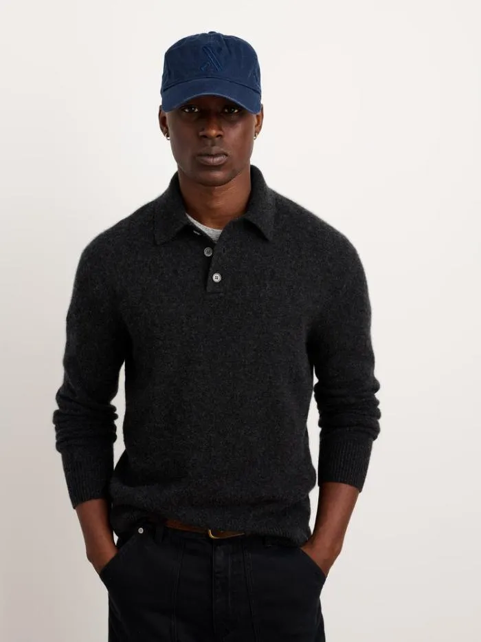 Alex Mill Sweaters Sweatshirts Polo Sweater In Washed Cashmere Charcoal 8211 Men