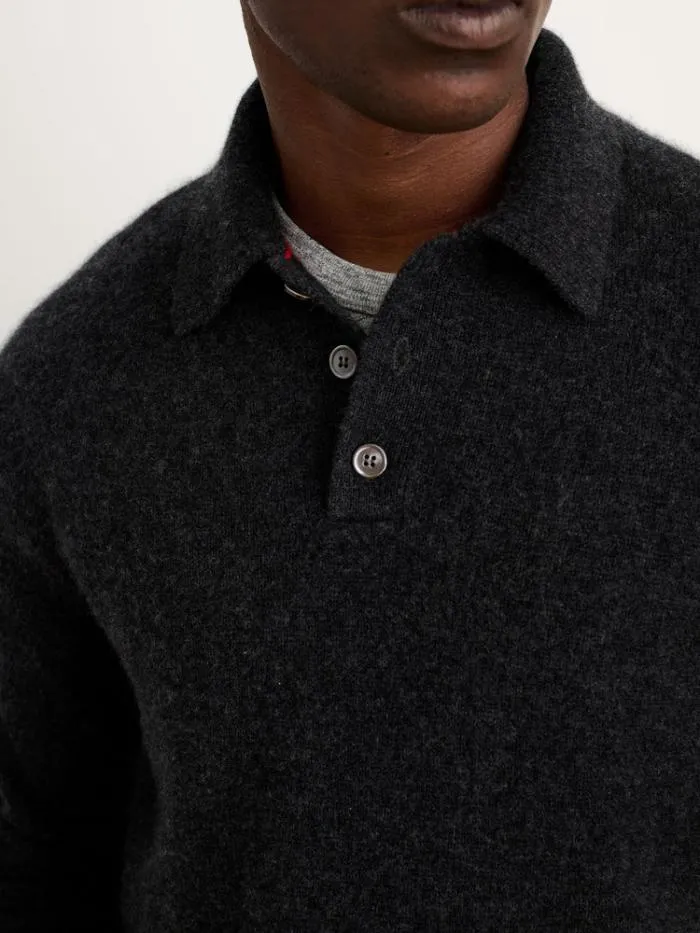 Alex Mill Sweaters Sweatshirts Polo Sweater In Washed Cashmere Charcoal 8211 Men