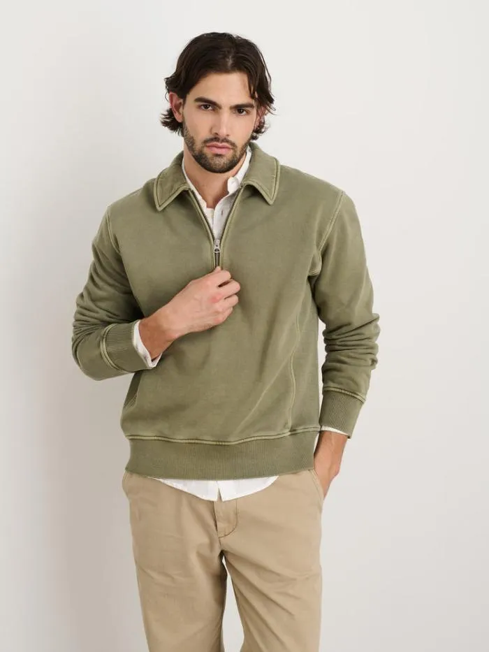 Alex Mill Sweaters Sweatshirts Som Half Zip Sweatshirt In Fleece Olive 8211 Men