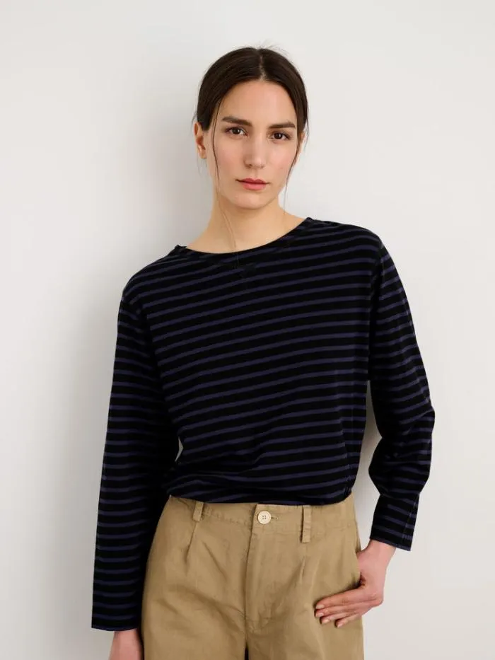 Alex Mill Tees Tanks Beachside Tee In Stripe Blackblue 8211 Women