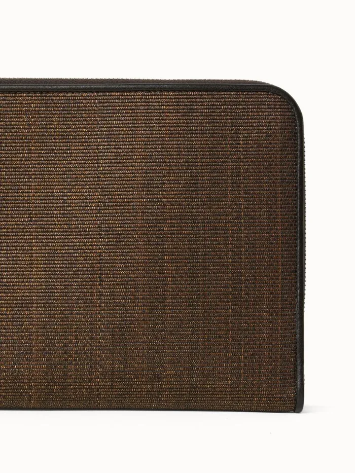 Alexa Tassle Pouch In Horsehair Fabric Brass Metallic Women Akris Clutches