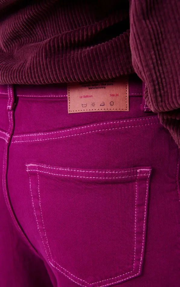 American Vintage Jeans Women Balloon Jeans Nyolow Overdyed Fuchsia American Vintage Jeans Women Balloon Jeans Nyolow Overdyed Fuchsia