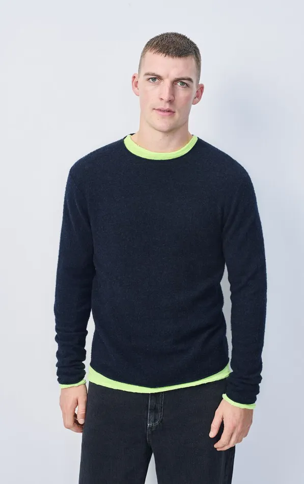 American Vintage Jumpers and Cardigans Men Jumper Ducksbay Navy Melange Black