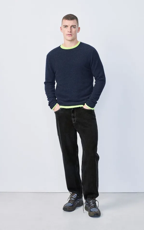 American Vintage Jumpers and Cardigans Men Jumper Ducksbay Navy Melange Black American Vintage Jumpers and Cardigans Men Jumper Ducksbay Navy Melange Black