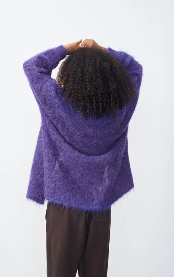 American Vintage Jumpers and Cardigans Women Cardigan Bymi Purple Melange American Vintage Jumpers and Cardigans Women Cardigan Bymi Purple Melange