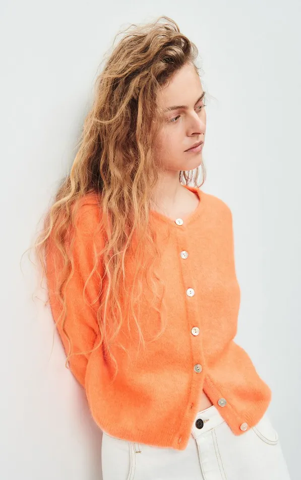 American Vintage Jumpers and Cardigans Women Cardigan Vitow Fluorescent Carrot Melange