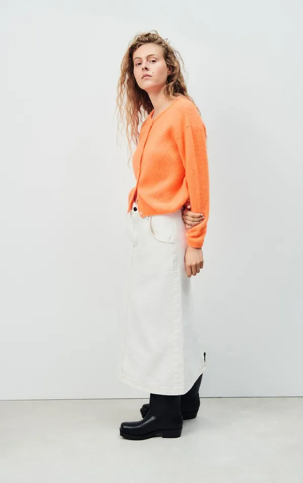 American Vintage Jumpers and Cardigans Women Cardigan Vitow Fluorescent Carrot Melange American Vintage Jumpers and Cardigans Women Cardigan Vitow Fluorescent Carrot Melange