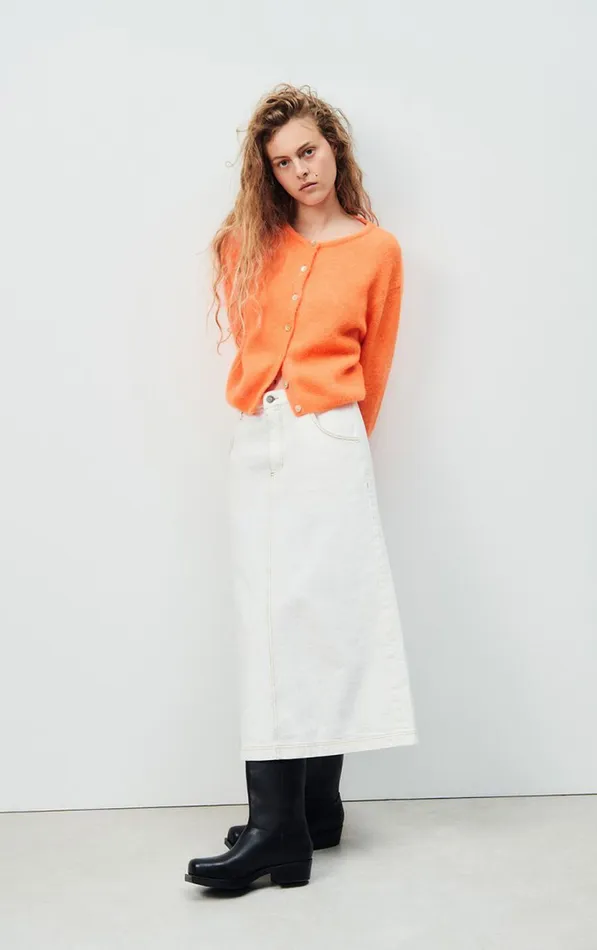 American Vintage Jumpers and Cardigans Women Cardigan Vitow Fluorescent Carrot Melange American Vintage Jumpers and Cardigans Women Cardigan Vitow Fluorescent Carrot Melange