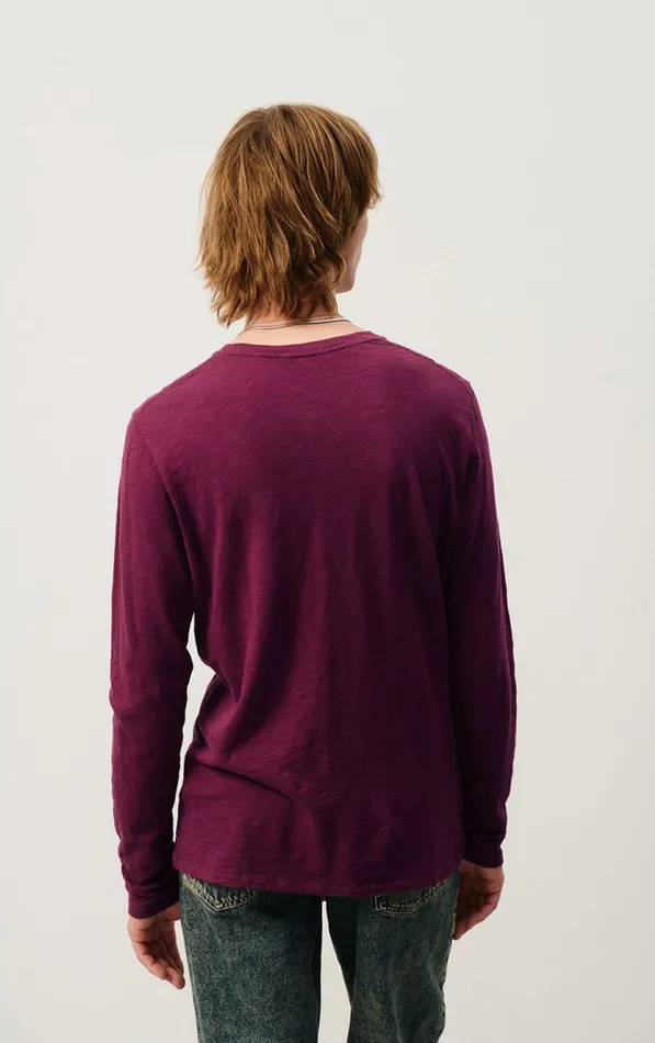 American Vintage Long Sleeve TShirts Men TShirt Bysapick Burgundy American Vintage Long Sleeve TShirts Men TShirt Bysapick Burgundy