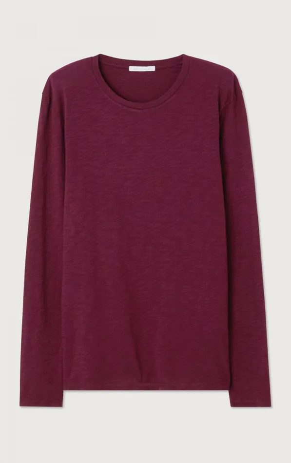 American Vintage Long Sleeve TShirts Men TShirt Bysapick Burgundy American Vintage Long Sleeve TShirts Men TShirt Bysapick Burgundy