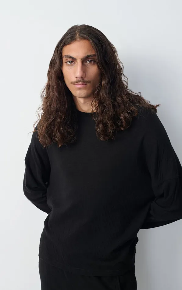 American Vintage Long Sleeve TShirts Men TShirt Slycity Black