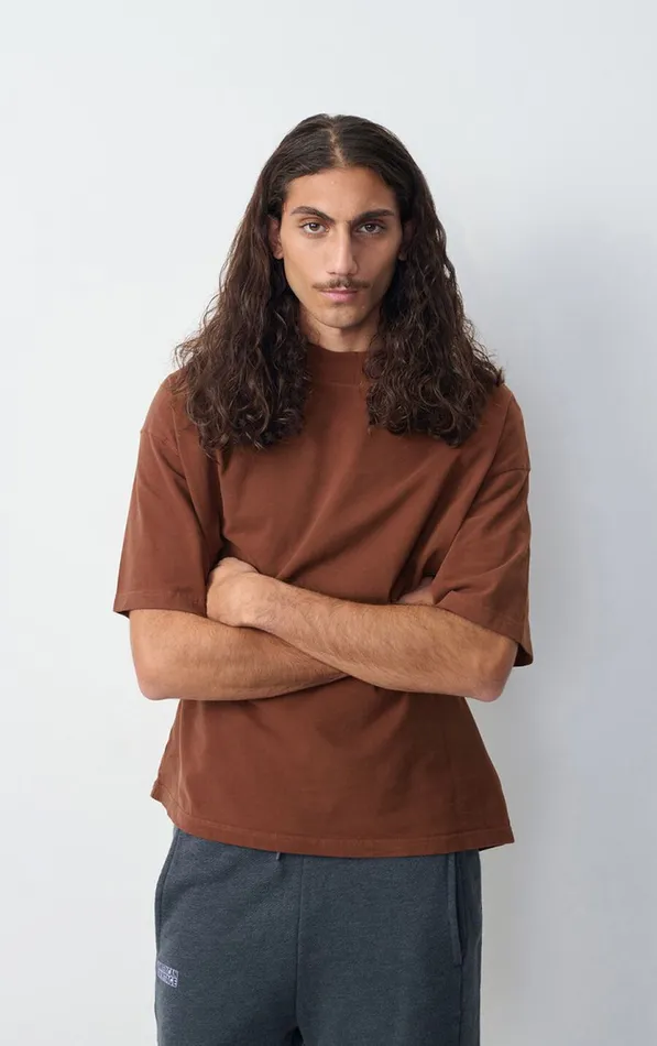 American Vintage Short Sleeve TShirts Men TShirt Fazy Vintage Chocolate