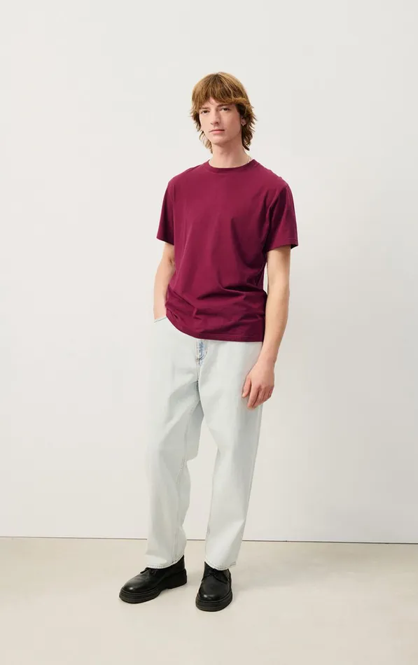 American Vintage Short Sleeve TShirts Men TShirt Vupaville Burgundy American Vintage Short Sleeve TShirts Men TShirt Vupaville Burgundy