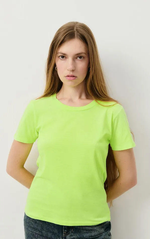 American Vintage Short Sleeve TShirts Women TShirt Gamipy Neon Yellow