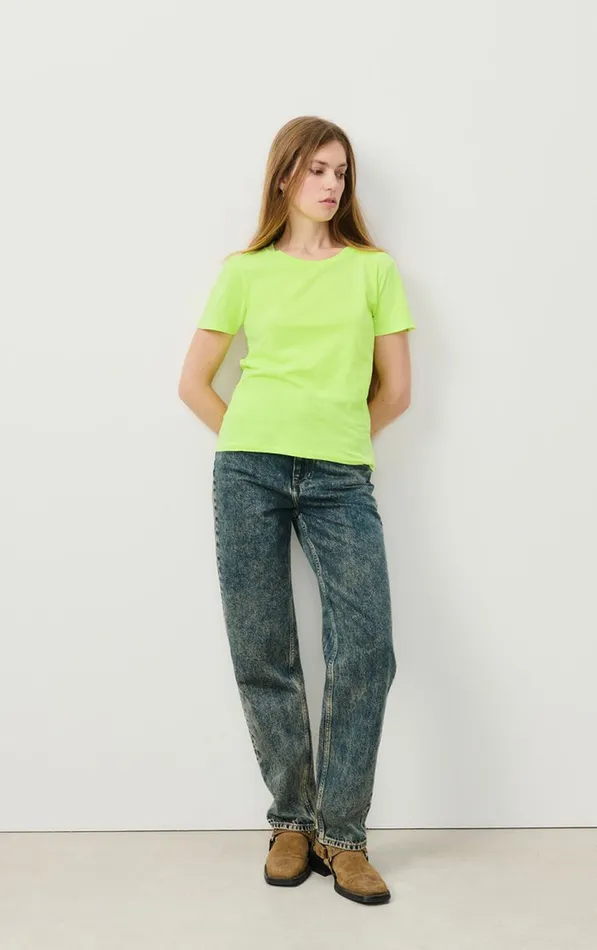 American Vintage Short Sleeve TShirts Women TShirt Gamipy Neon Yellow American Vintage Short Sleeve TShirts Women TShirt Gamipy Neon Yellow