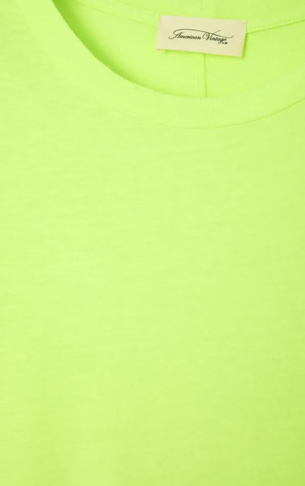 American Vintage Short Sleeve TShirts Women TShirt Gamipy Neon Yellow American Vintage Short Sleeve TShirts Women TShirt Gamipy Neon Yellow