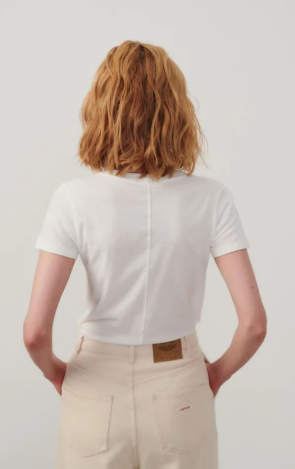 American Vintage Short Sleeve TShirts Women TShirt Gamipy White American Vintage Short Sleeve TShirts Women TShirt Gamipy White