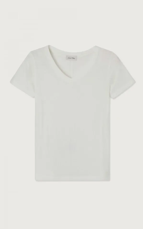 American Vintage Short Sleeve TShirts Women TShirt Gamipy White American Vintage Short Sleeve TShirts Women TShirt Gamipy White