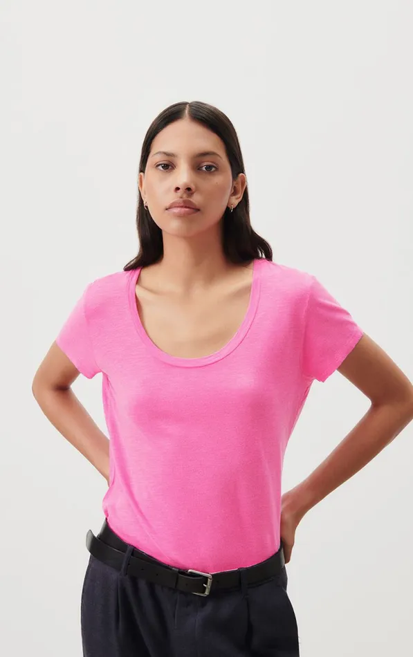 American Vintage Short Sleeve TShirts Women TShirt Jacksonville Fluo Pink
