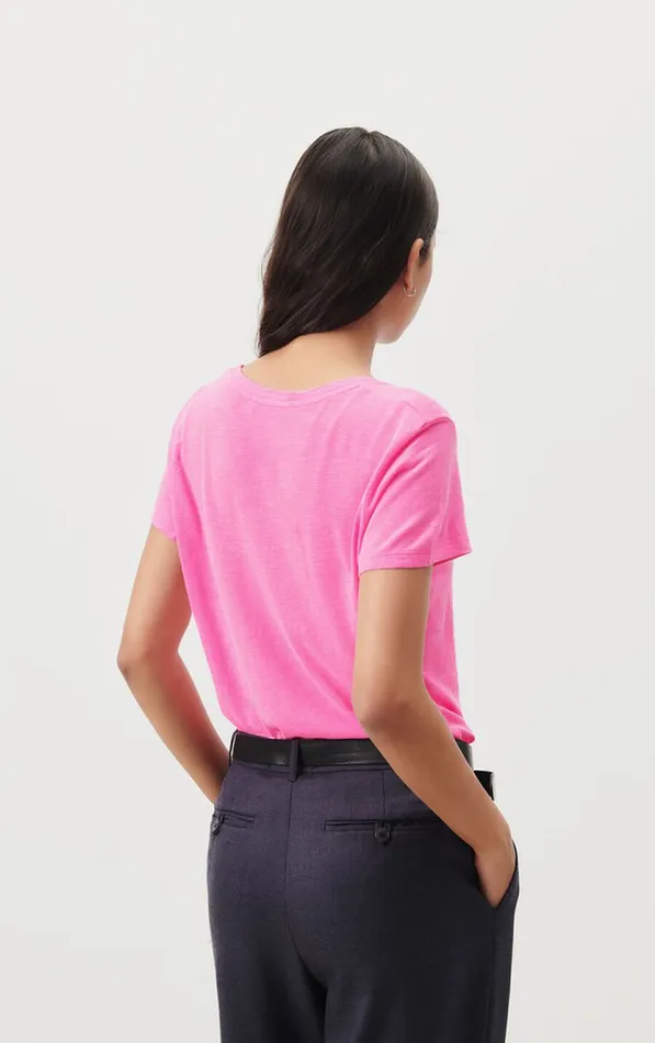 American Vintage Short Sleeve TShirts Women TShirt Jacksonville Fluo Pink American Vintage Short Sleeve TShirts Women TShirt Jacksonville Fluo Pink